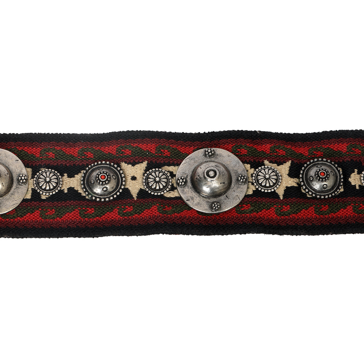 Multicolor Embroidered Canvas and Leather Embellished Shoulder Bag Strap