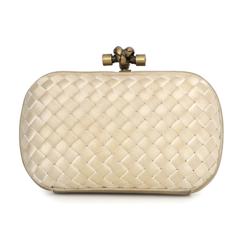Champagne Satin Knot Clutch