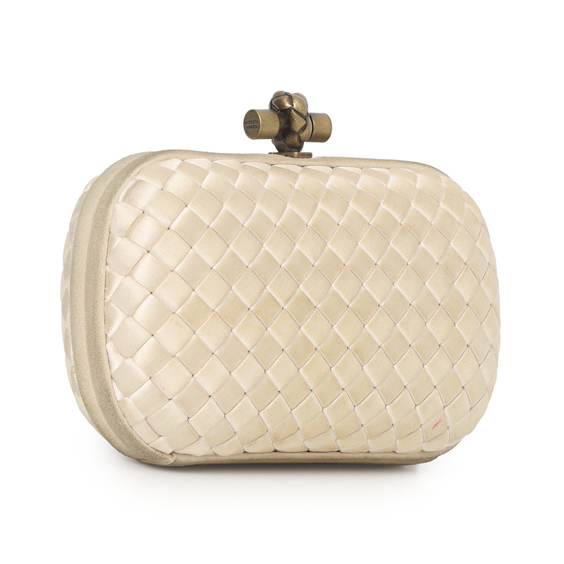 Champagne Satin Knot Clutch
