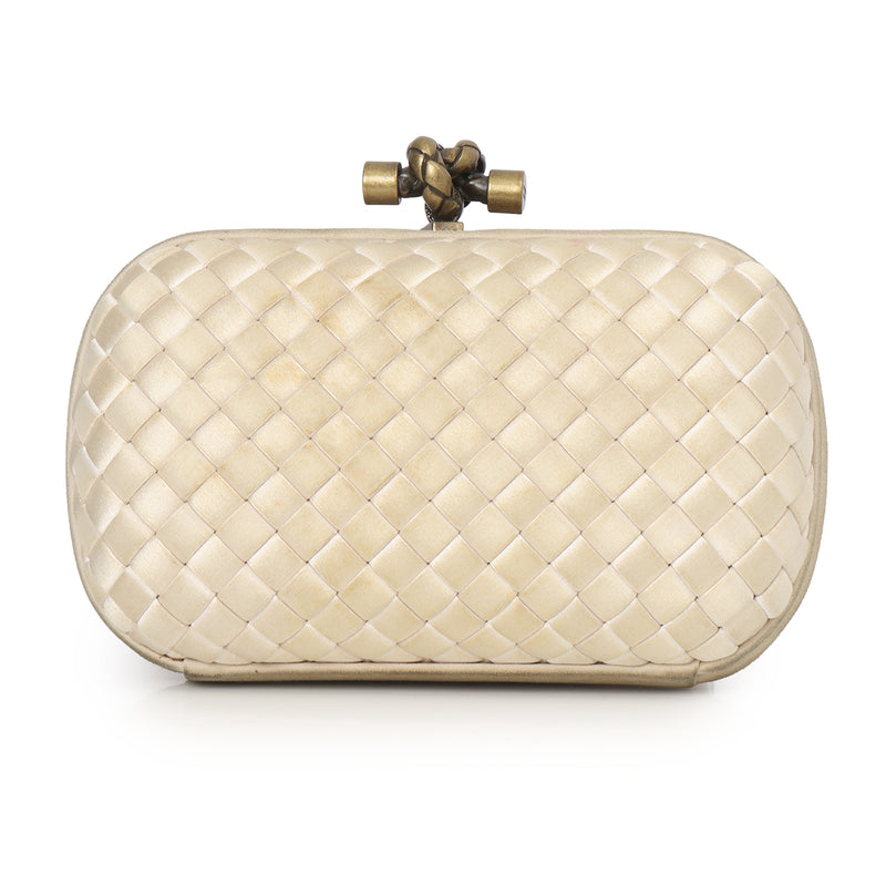 Champagne Satin Knot Clutch