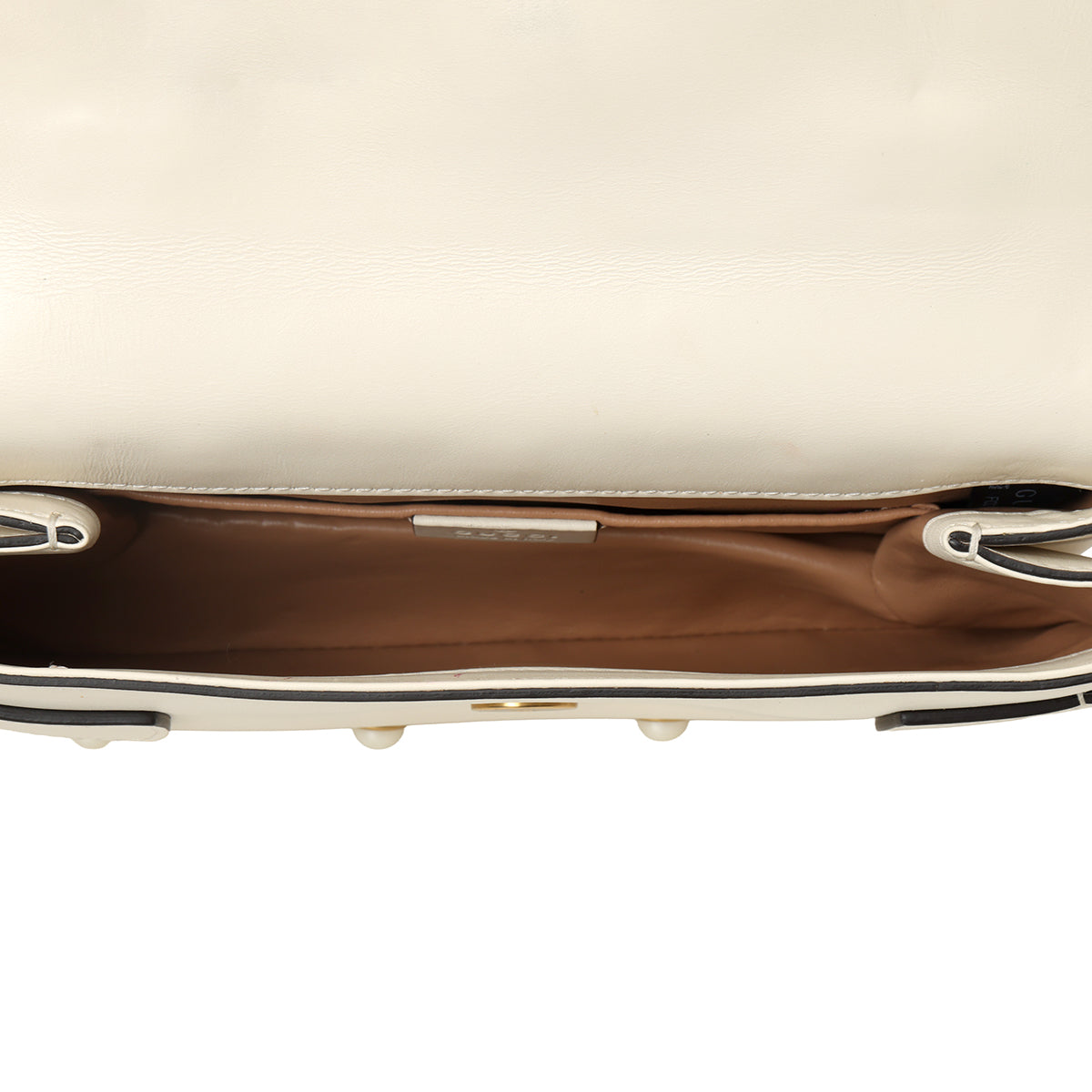 Ivory Leather Pearl Studded Mini Broadway Bee Shoulder Bag