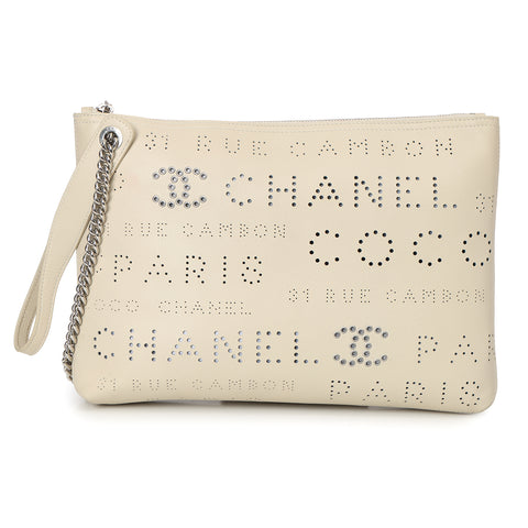 Beige Eyelet Clutch One Size
