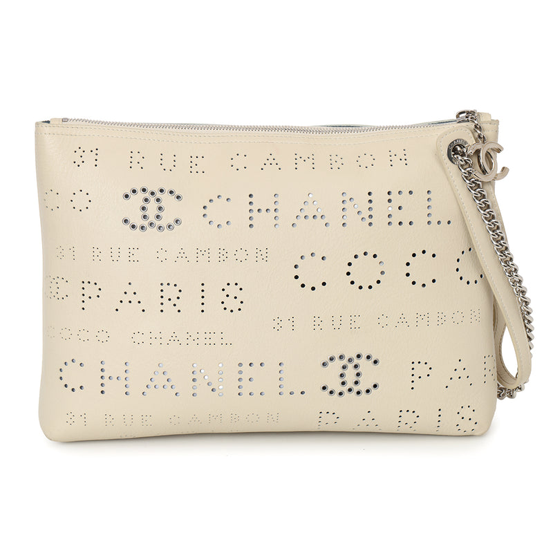 Beige Eyelet Clutch One Size