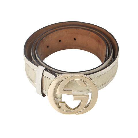White Incrocio Interlocking GG Belt