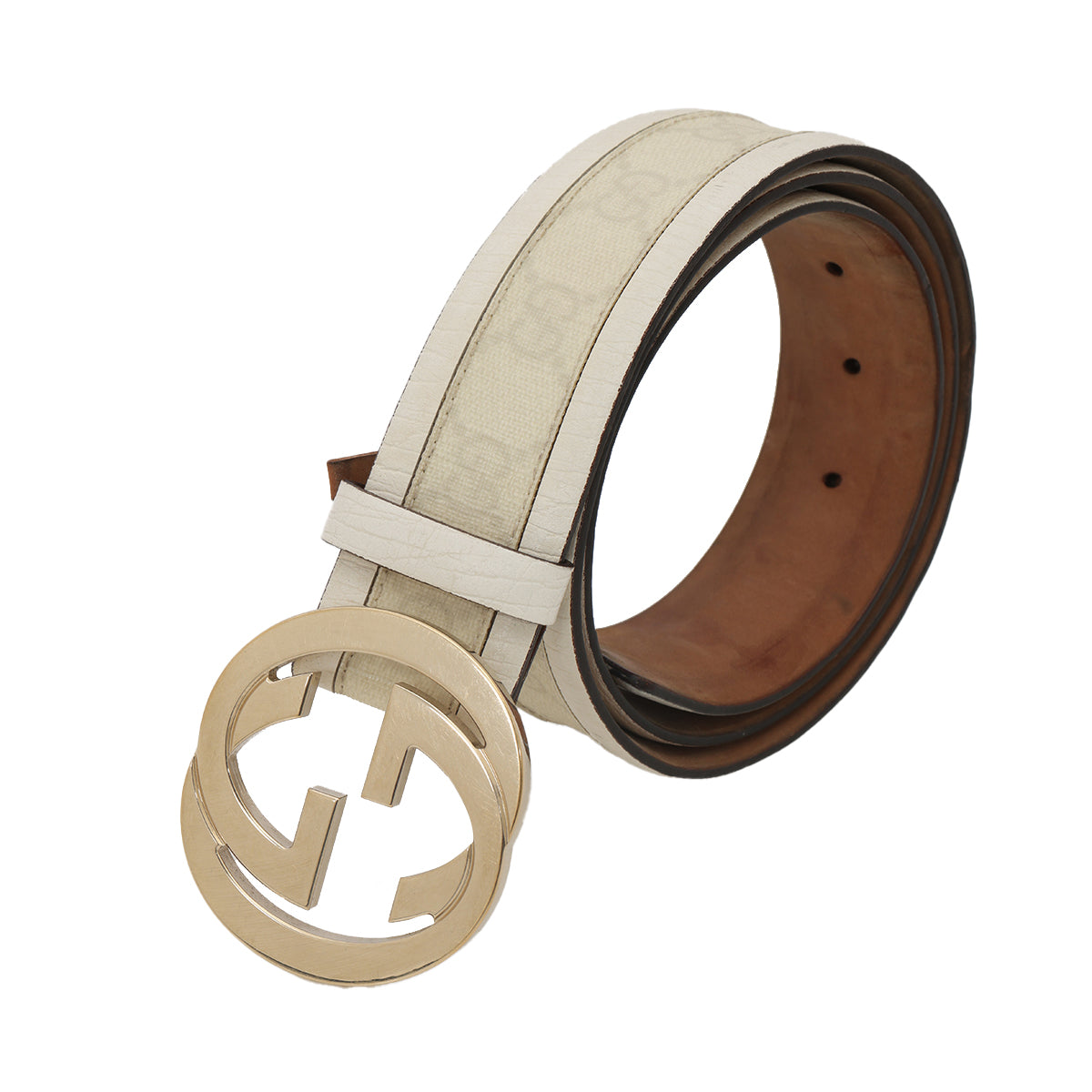 White Incrocio Interlocking GG Belt