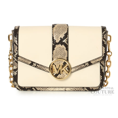 Carmen Medium Convertible Snake Embossed Trim Shoulder Flap Crossbody Bag