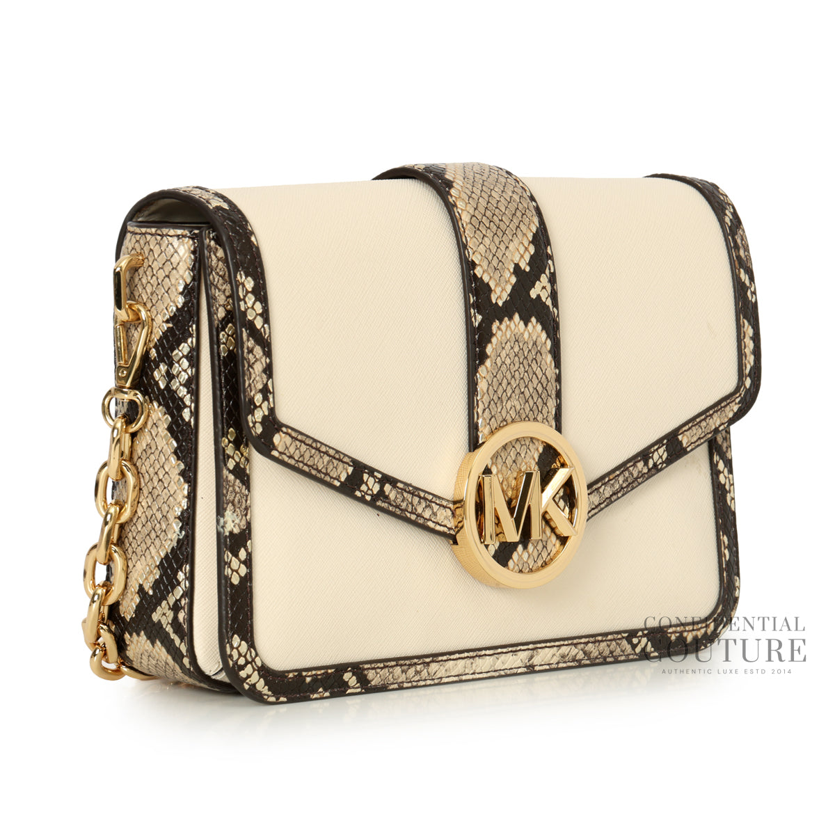 Carmen Medium Convertible Snake Embossed Trim Shoulder Flap Crossbody Bag