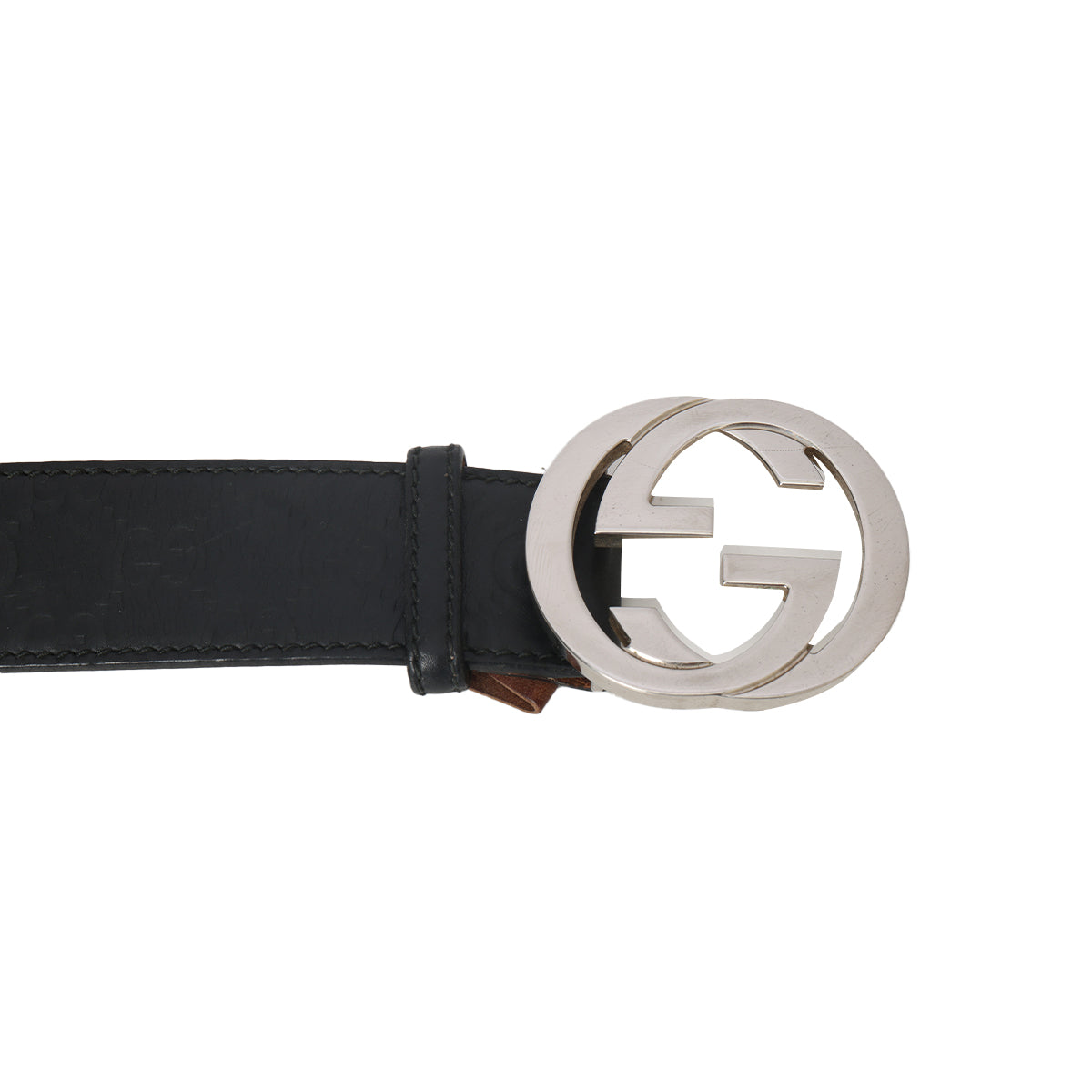 Black Incrocio Guccissima Interlocking GG Belt