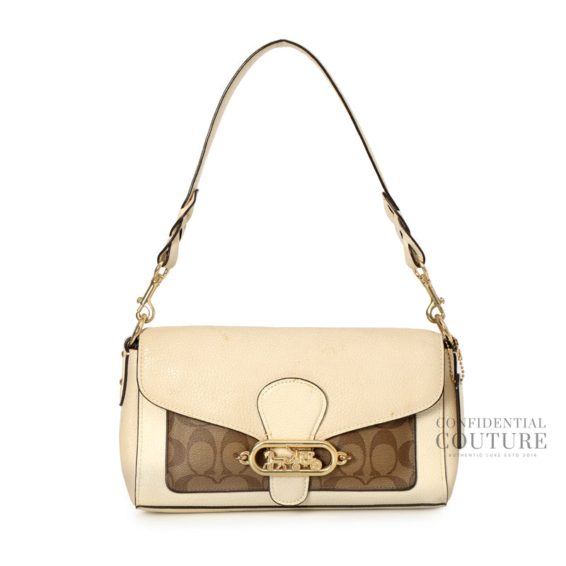 Jade 26 White Canvas Leather Shoulder Bag