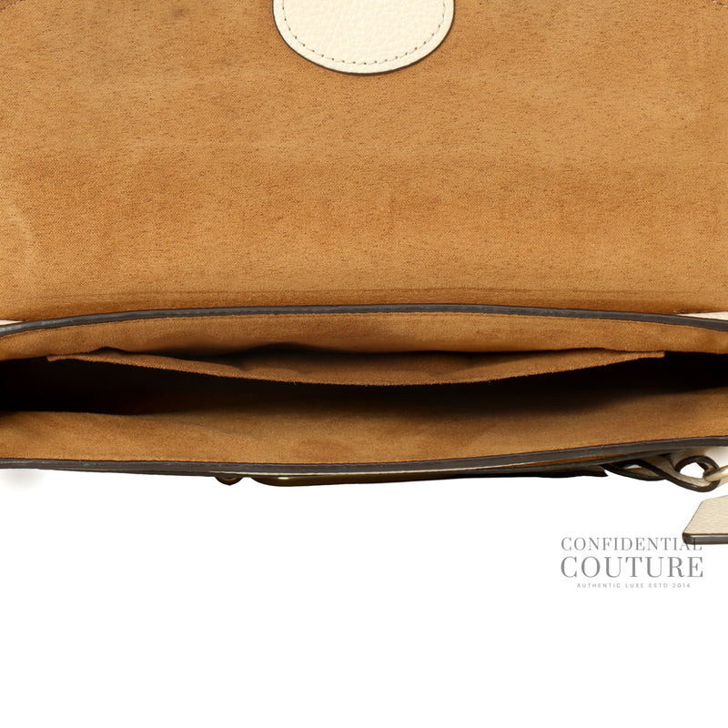 Jade 26 White Canvas Leather Shoulder Bag
