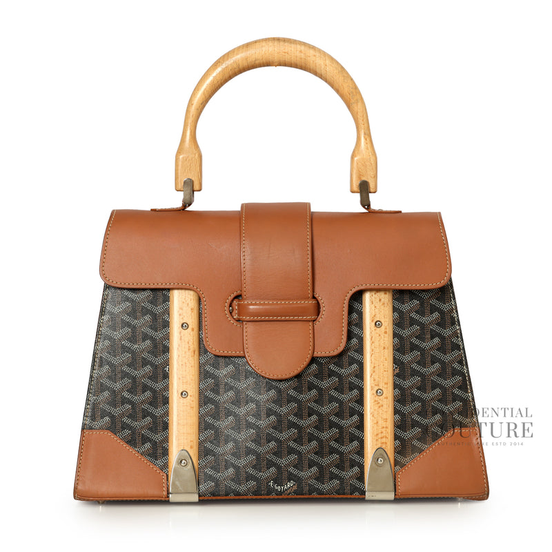Saigon Structure MM Black & Tan Top Handle Bag