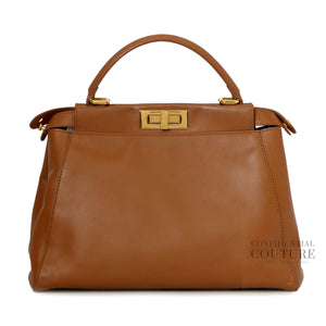 Peekaboo Tan Leather Medium Top Handle Bag