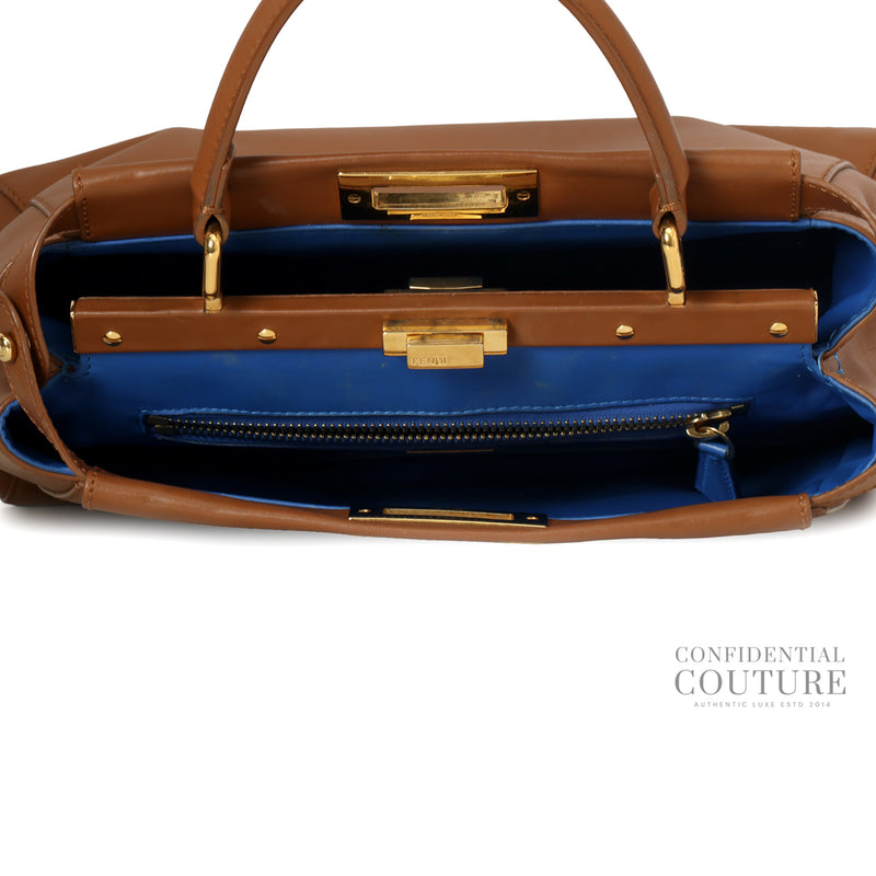 Fendi peekaboo tan leather medium top handle bag price