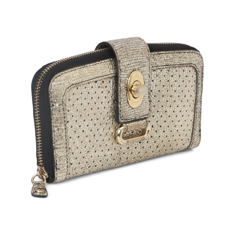 Jimmy choo silver coarse glitter zip around wallet price