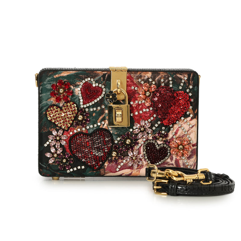 Women Dolce & Gabbana Crystal Embellished Floral Jacquard Clutch