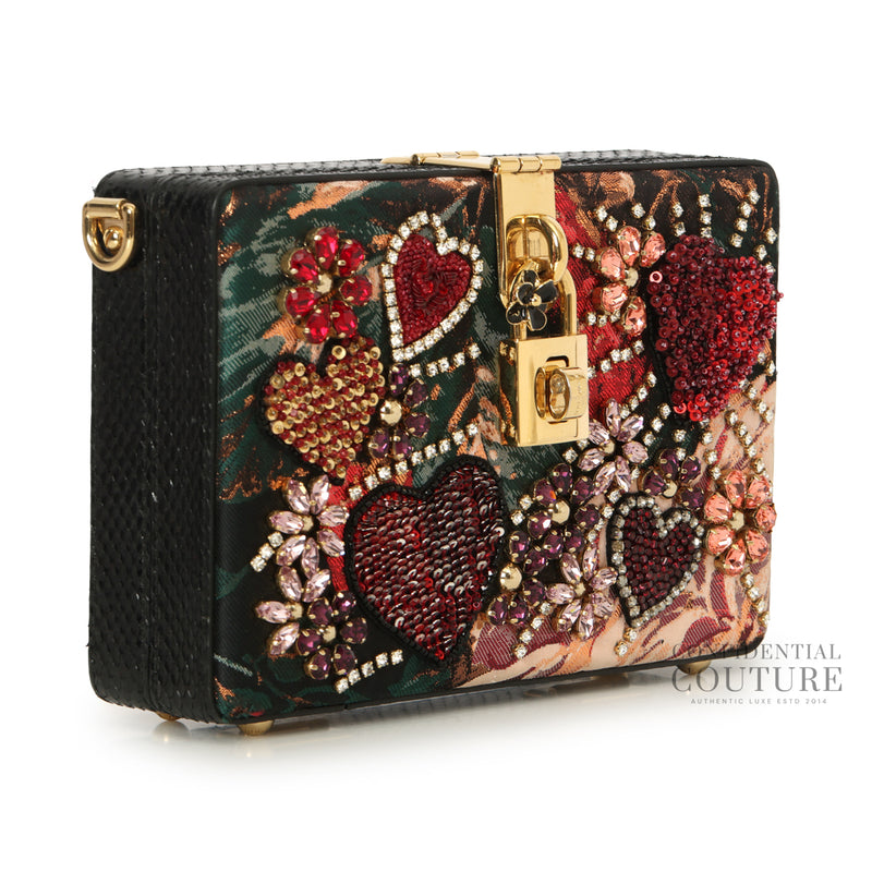 Pre-loved Dolce & Gabbana Crystal Embellished Floral Jacquard Clutch