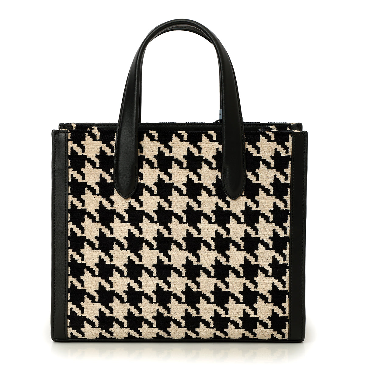 Manhattan Houndstooth Tweed Small Leather Tote Bag One Size