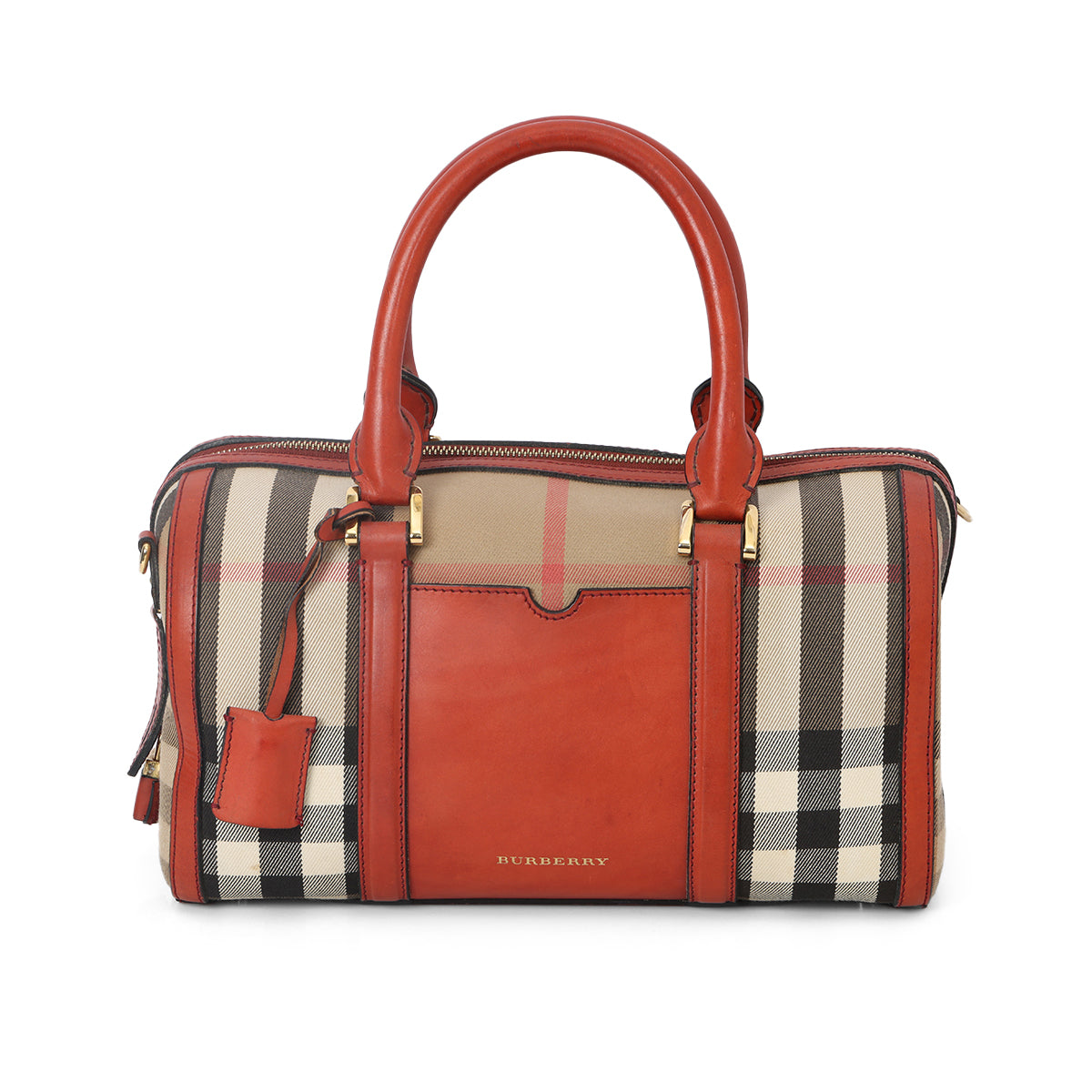 Orange Check Canvas Mixed Media Medium Alchester Bowler Bag