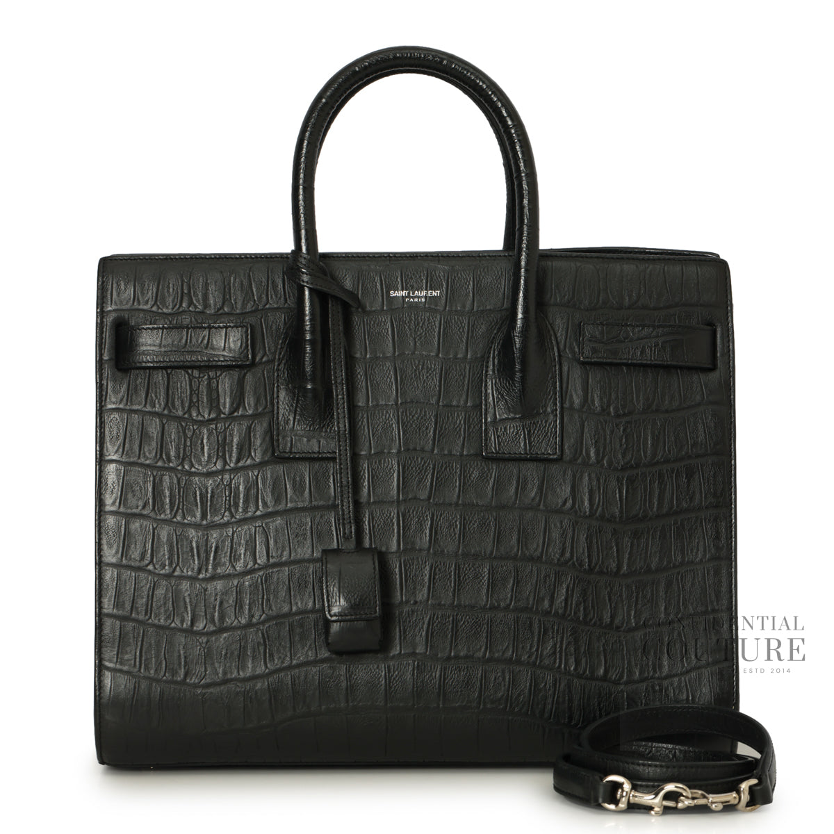 Sac De Jour Crocodile Embossed Leather Small Tote Bag