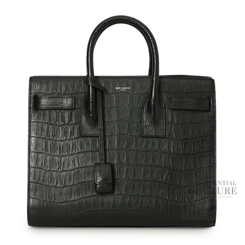 Sac De Jour Crocodile Embossed Leather Small Tote Bag