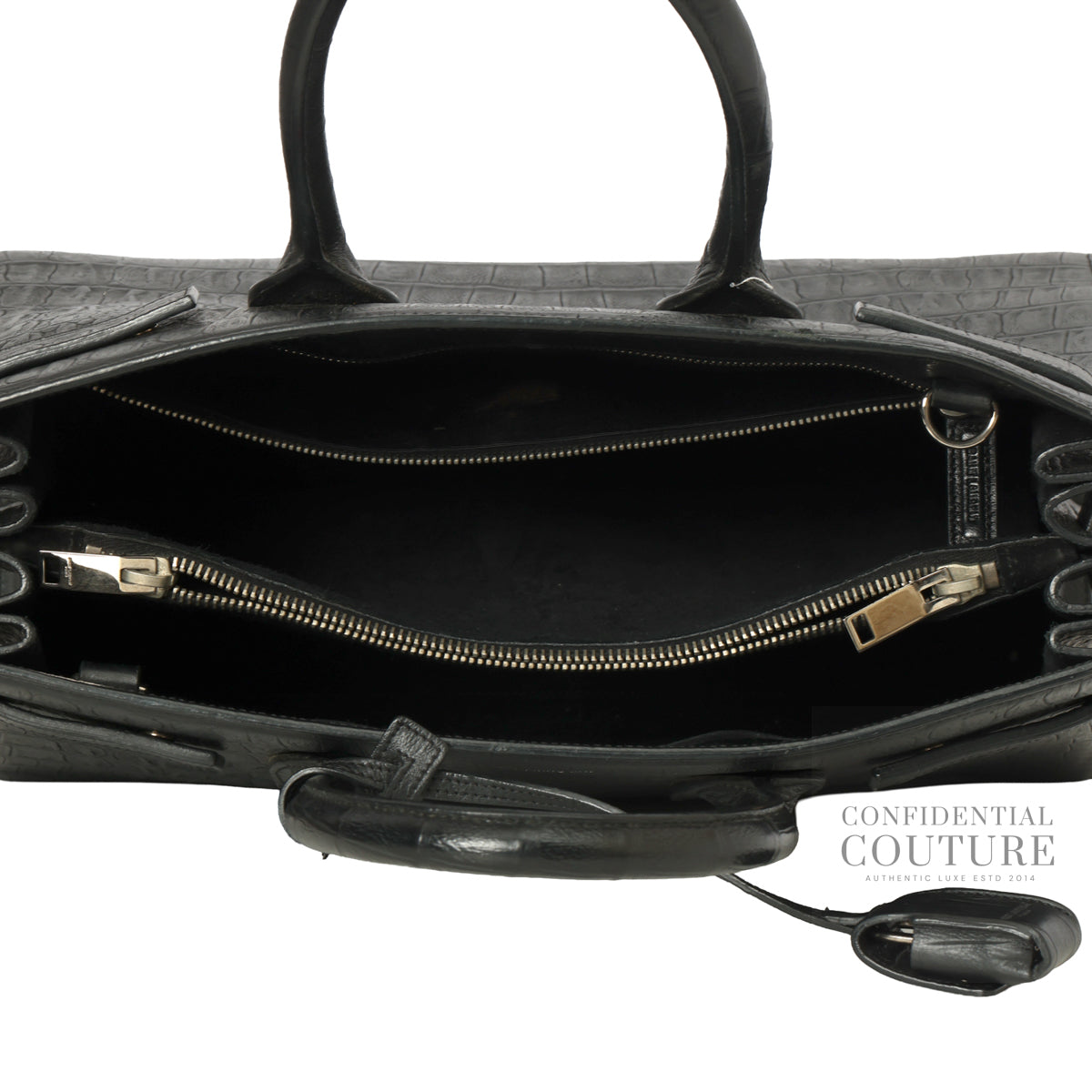 Sac De Jour Crocodile Embossed Leather Small Tote Bag