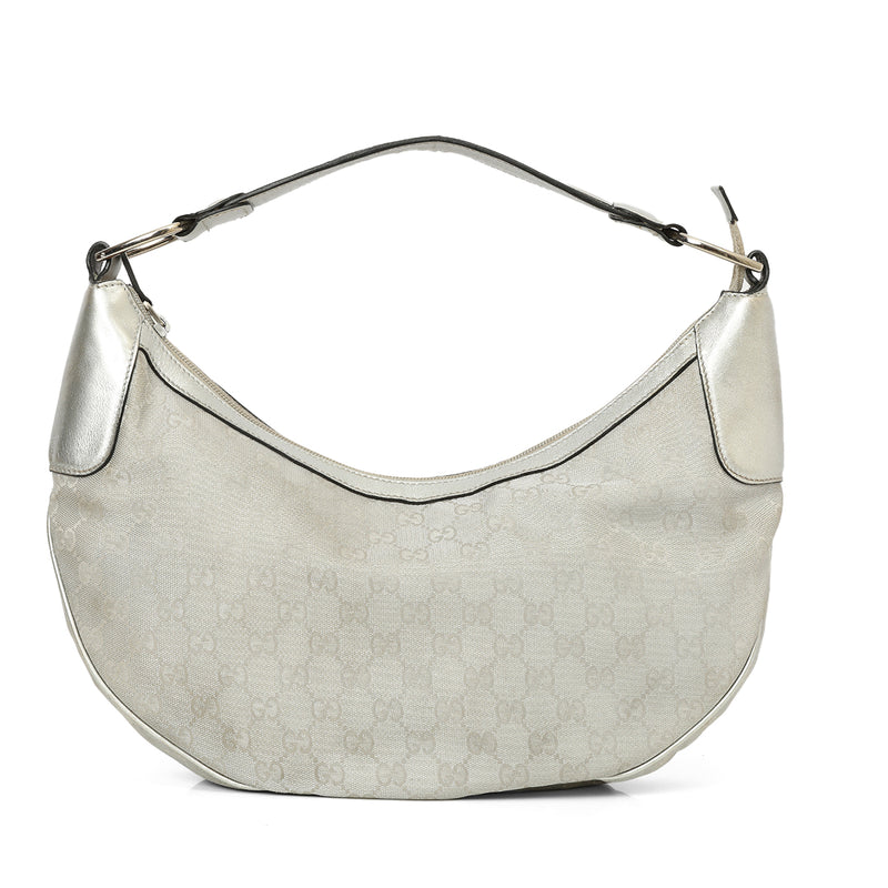 Monogram Silver Half Moon Hobo Bag One Size