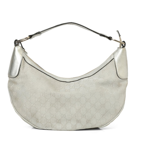 Monogram Silver Half Moon Hobo Bag One Size