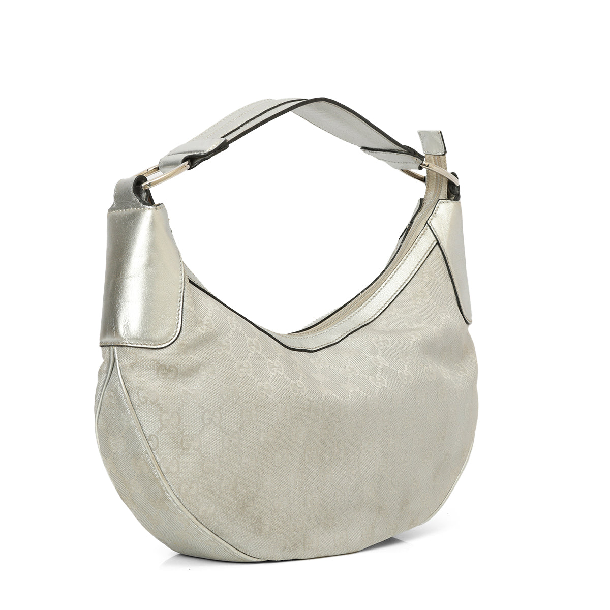 Monogram Silver Half Moon Hobo Bag One Size