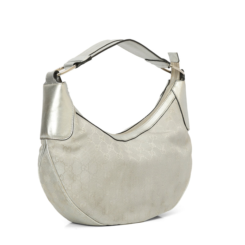 Monogram Silver Half Moon Hobo Bag One Size