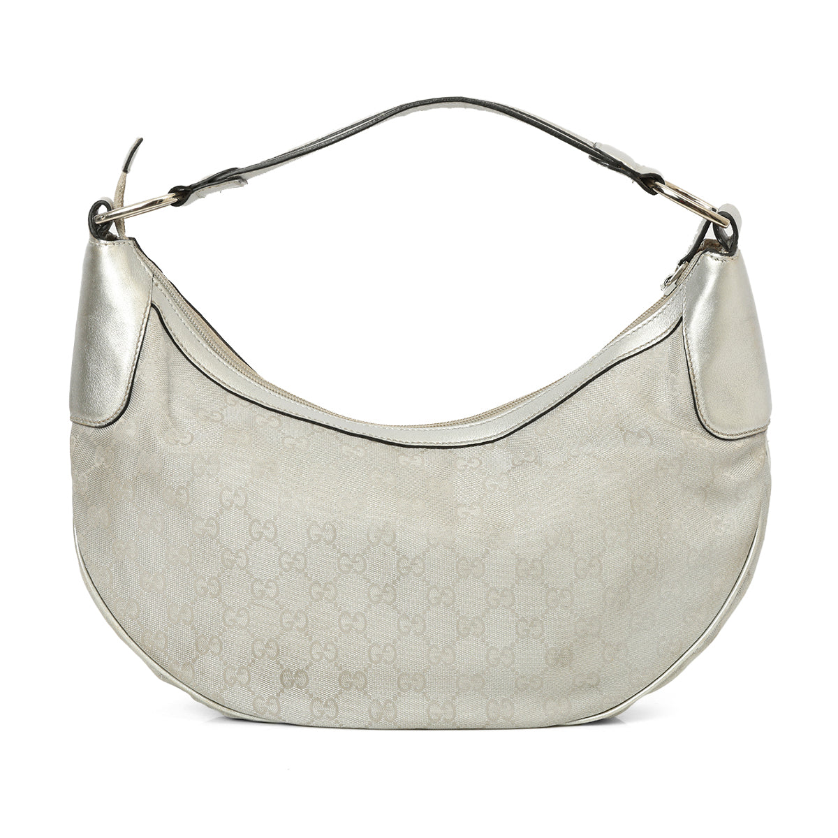 Monogram Silver Half Moon Hobo Bag One Size
