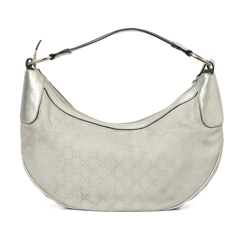 Monogram Silver Half Moon Hobo Bag One Size