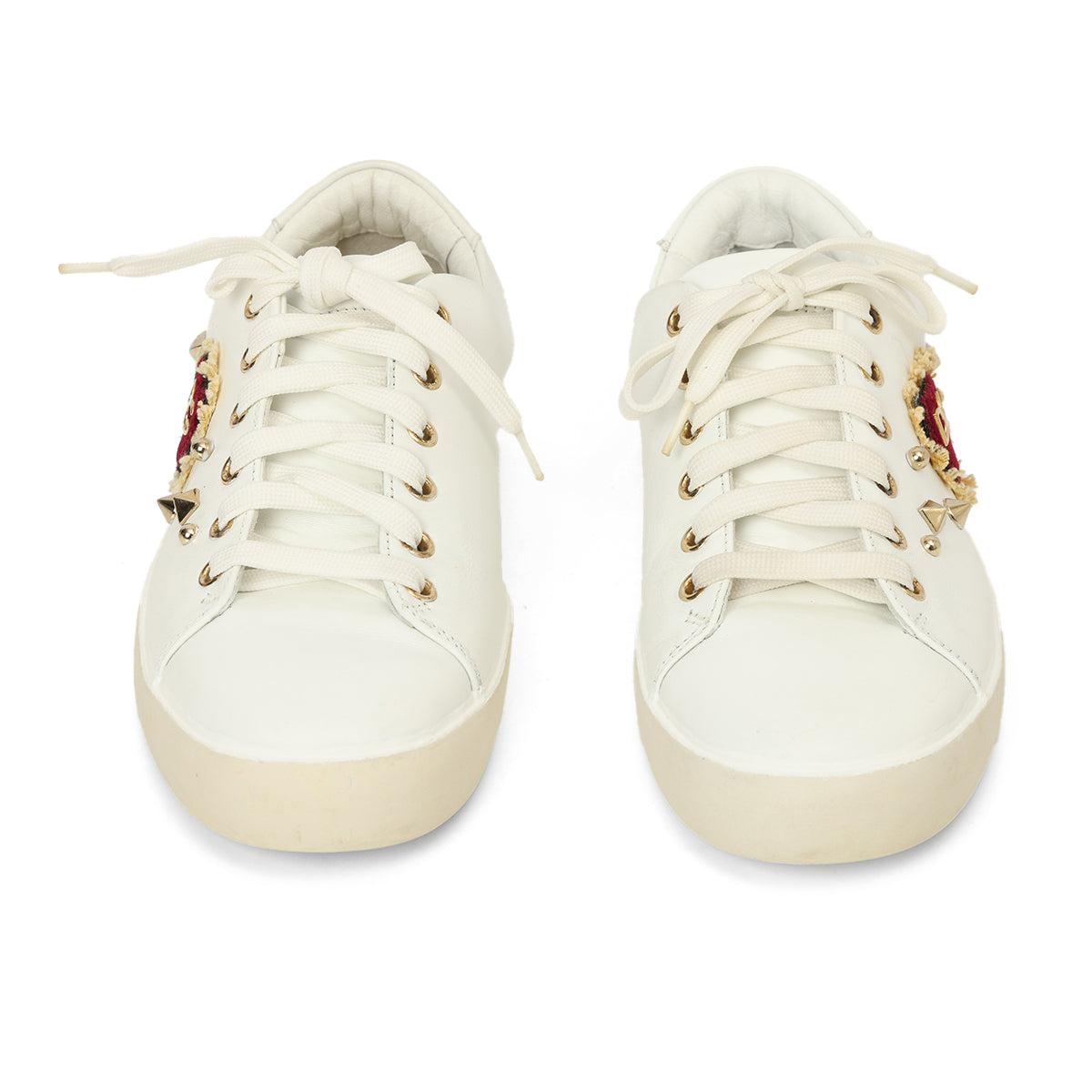 White Embellished Sneakers - 37