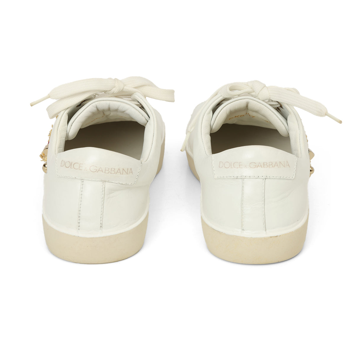 White Embellished Sneakers - 37