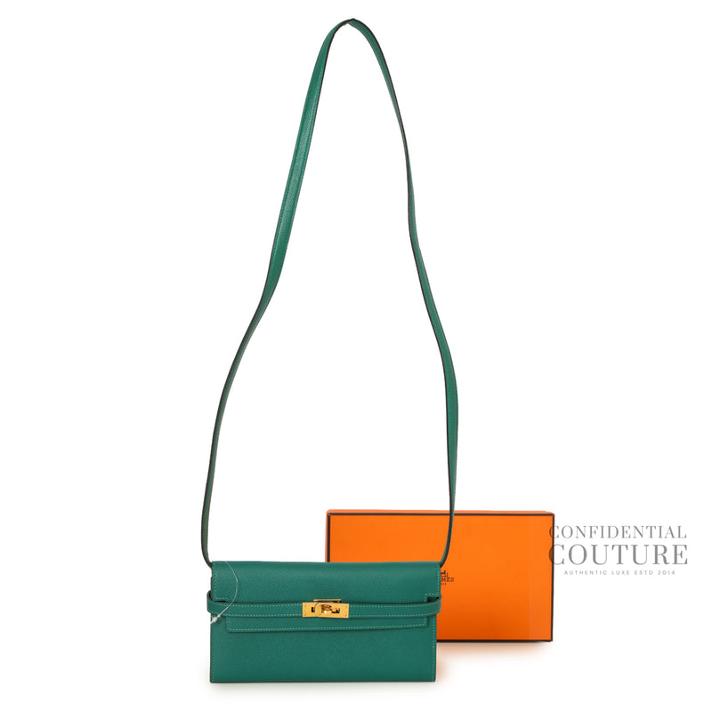 Kelly Classique To Go Wallet Vert Jade GHW | Restored | 2018