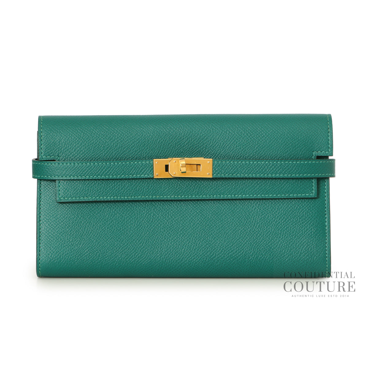 Kelly Classique To Go Wallet Vert Jade GHW | Restored | 2018