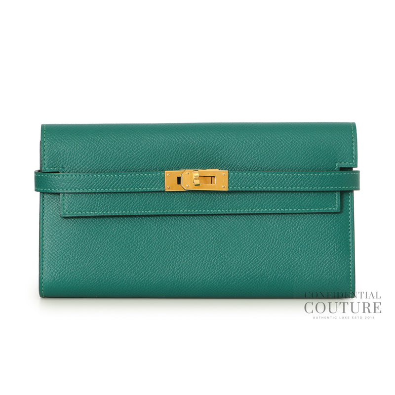 Kelly Classique To Go Wallet Vert Jade GHW | Restored | 2018