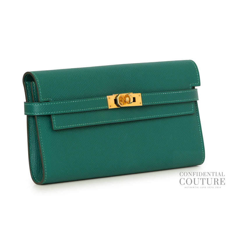 Kelly Classique To Go Wallet Vert Jade GHW | Restored | 2018