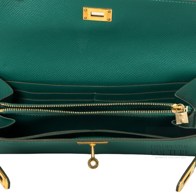 Kelly Classique To Go Wallet Vert Jade GHW | Restored | 2018