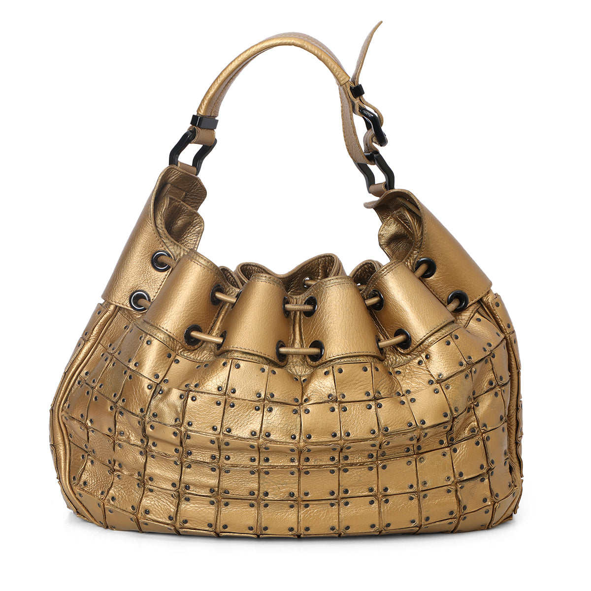 Gold Leather Prorsum Runway Studded Warrior Hobo Bag