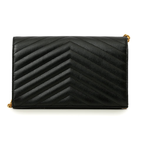 Black Cassandre Leather Wallet On Chain Medium