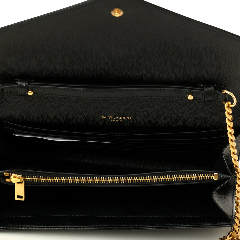 Black Cassandre Leather Wallet On Chain Medium