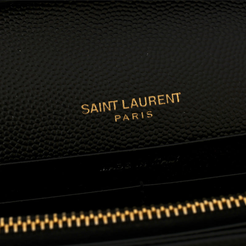 Cassandre envelope chain wallet in grain de poudre leather