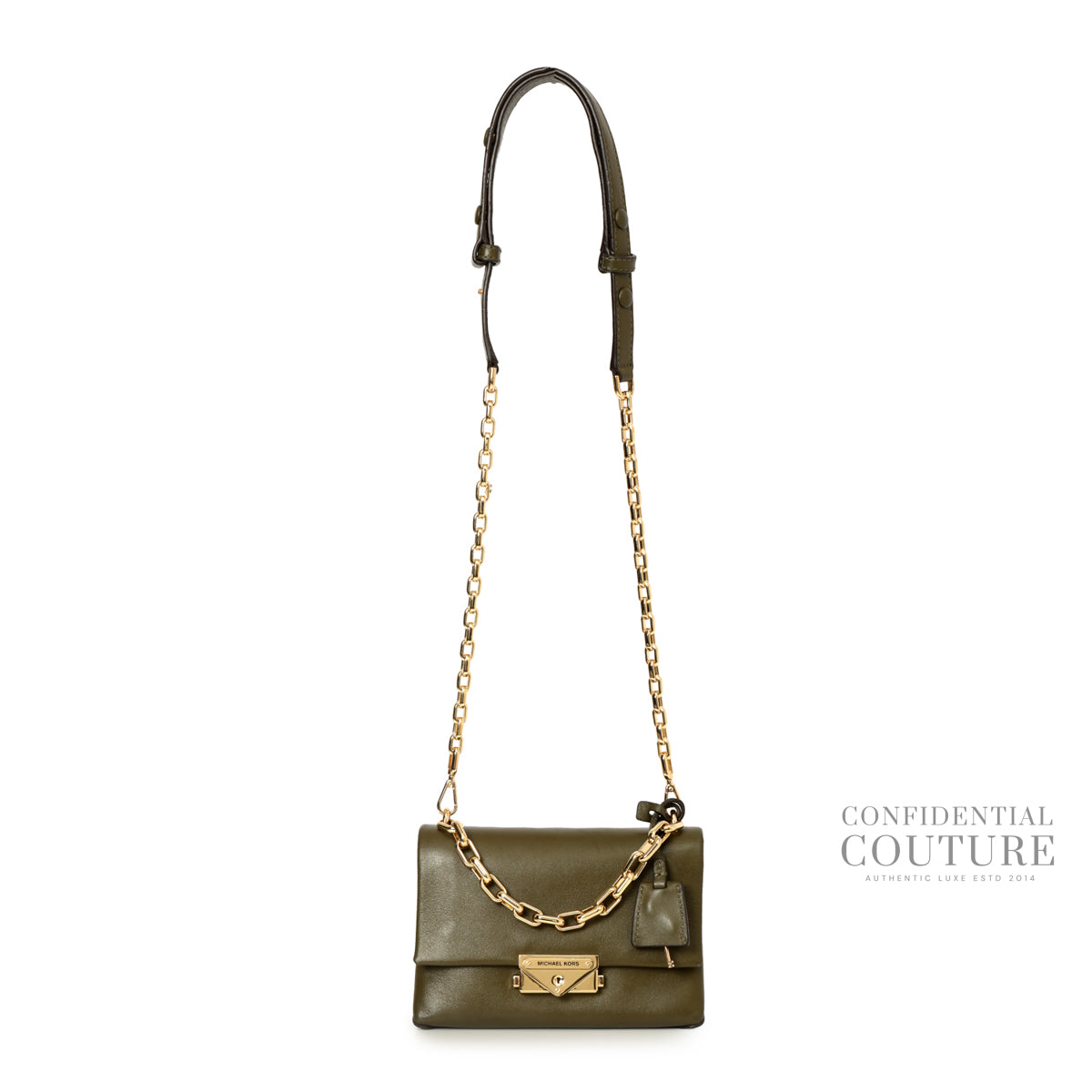 Olive Cece Leather Shoulder Bag