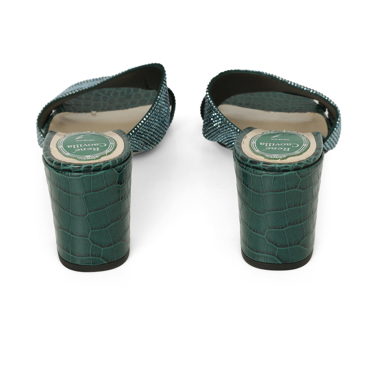 Green Studded Block Heel Slides