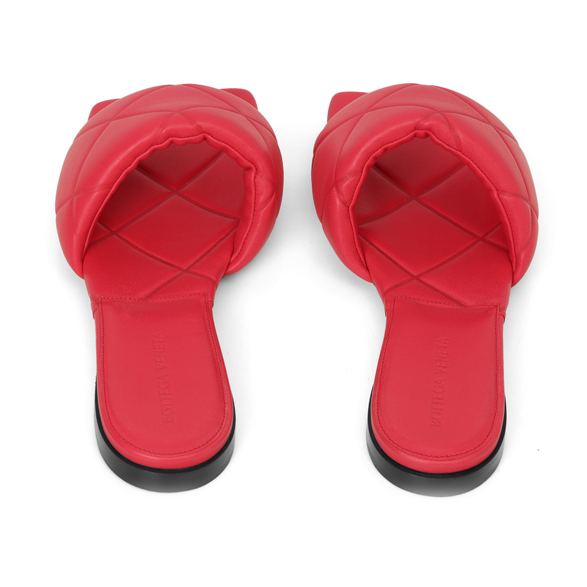 Quilted Pattern Leather Slides Size: 37.5