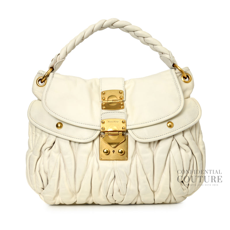Miu Miu MatelassÃ© Coffer Off white Satchel Bag