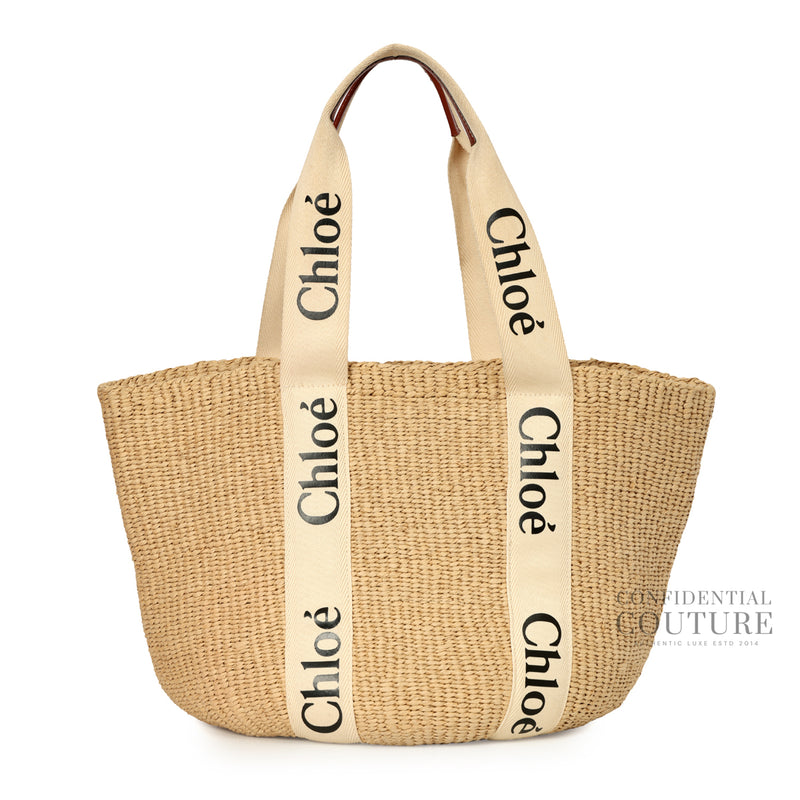 Beige Large Woody Basket Bag