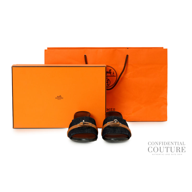 Pre-loved Hermes Blue Brut/Naturel Gigi 50 Sandal | EU 36.5 | US 6 | UK 3.5/4