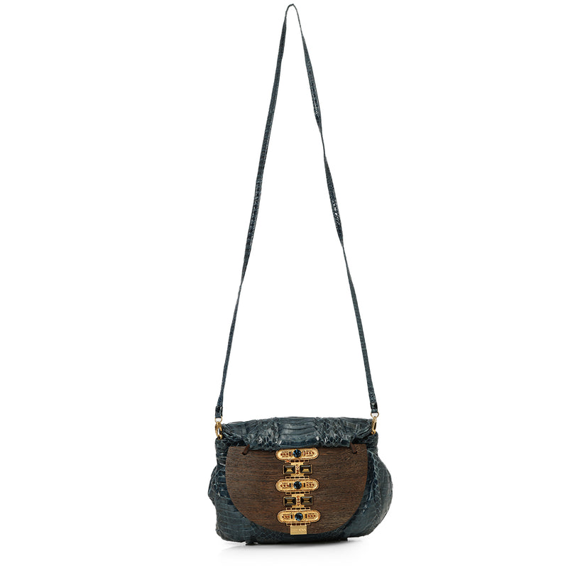 Blue Python Skin Crossbody Bag One Size