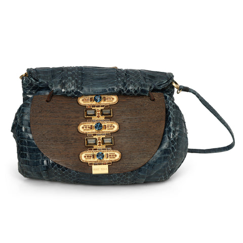 Blue Python Skin Crossbody Bag One Size